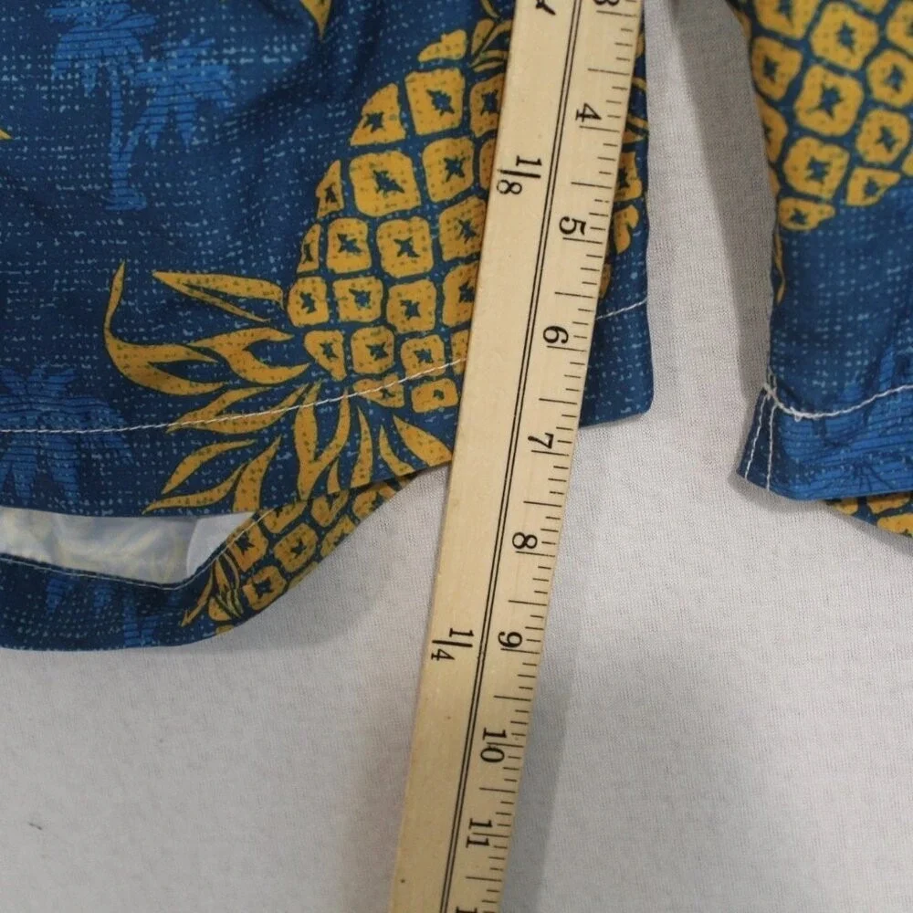 Caribbean Joe Board Shorts Mens Large Blue Pineapple Floral Swim Trunks
